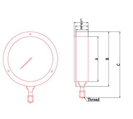 0 zum flüssigen gefüllten Manometer-stoßsicheren Silikon des Edelstahl-1600Bar füllte Pressur